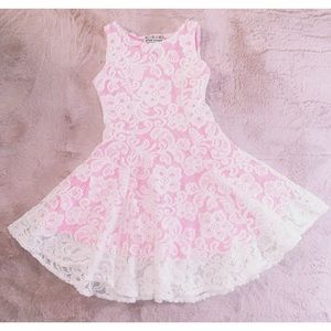 🌟🆕Girls Size 14 Crochet/Pink Flare Dress🆕🌟